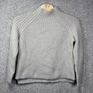 Theory Sweater Womens Medium‎ White Mock Neck Chunky Wool Silk Cashmere Knit